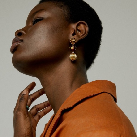 TORY BURCH • Roxanne Burnt Sienna Double Drop Earrings - Picture 2 of 6